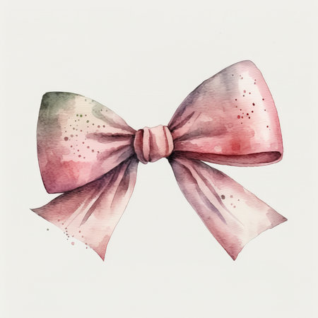 Watercolor drawing of a pink bow on a white background. Pink bow isolated on white background. Generative AIの素材