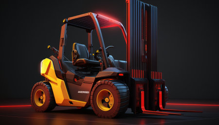 A futuristic forklift is a machine used to lift and move heavy objects, with an elegant and modern design. Generative AIの素材