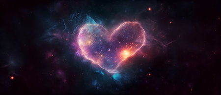 Heart galaxy, heart shape. Generative AIの素材