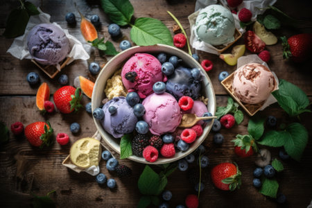 Appetizing ice cream. Aesthetically attractive ice cream. Generative AIの素材