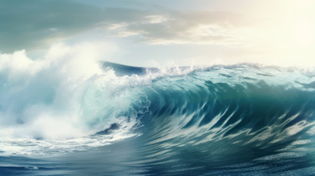 Waves gracefully roll and roll in the ocean. Generative AIの素材