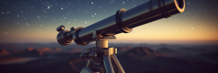 Telescope, a powerful telescope for observing distant objects in space. Generative AIの素材