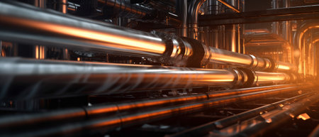 Industrial pipeline on a sunny day. Generative AIの素材