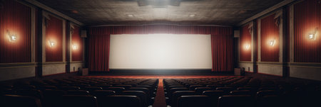 Empty cinema with white screen. Generative AIの素材