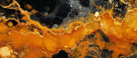 Elegant and luxurious abstract marble background with a combination of orange and gold colors. Generative AIの素材