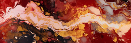 Elegant and luxurious abstract marble background with a combination of red and gold colors. Generative AIの素材