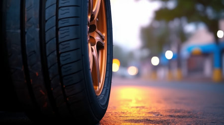 Road with car tires. Generative AIの素材