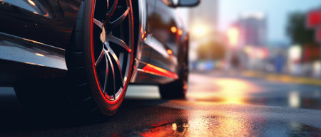 Road with car tires. Generative AIの素材