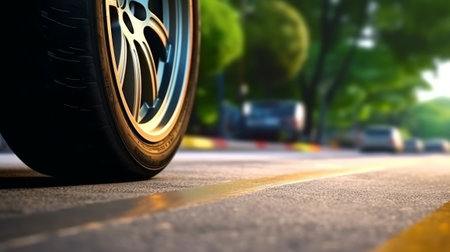 Road with car tires. Generative AIの素材