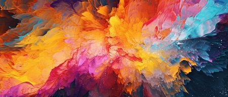 Bright and colorful abstract background with oil paint. texture and strokes. Generative AIの素材