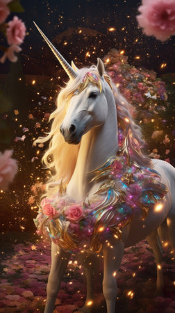 fantasy unicorn. Concept of magic and enchantment. Generative AIの素材