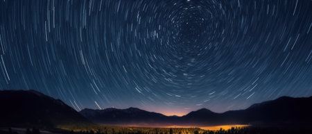 Spectacular stars at night with the North Star shining brightly. Generative AIの素材