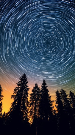 Spectacular stars at night with the North Star shining brightly. Generative AIの素材