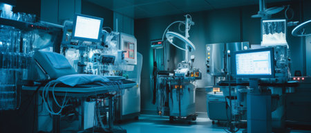Modern operating room with modern medical equipment. Generative AIの素材