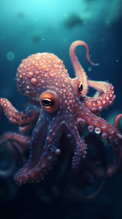 Portrait of an octopus. Generative AIの素材