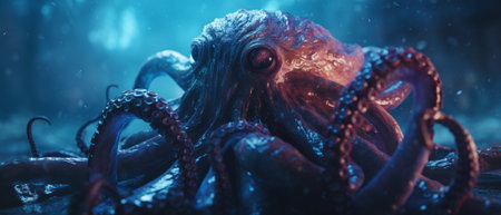 Portrait of an octopus. Generative AIの素材