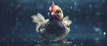 Chicken swims gracefully underwater. Generative AIの素材