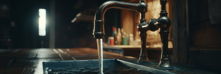 Faucet in a modern kitchen. Elegant and modern design. Generative AIの素材