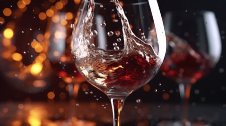 Streams of red and white wine. Generative AIの素材