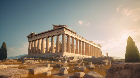 Acropolis and Parthenon in Greece. Historical and architectural beauty of the attraction. Generative AIの素材