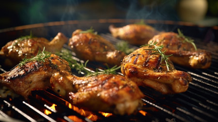 Grilled chicken with wonderful herbs. Generative AIの素材