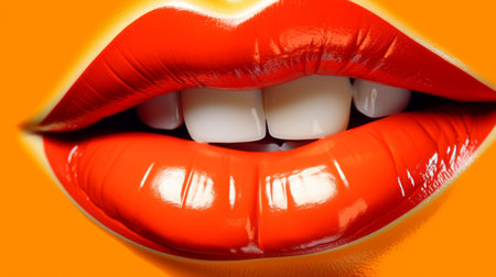 pop art lips. Bright colors. Generative AIの素材