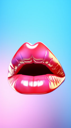 pop art lips. Bright colors. Generative AIの素材