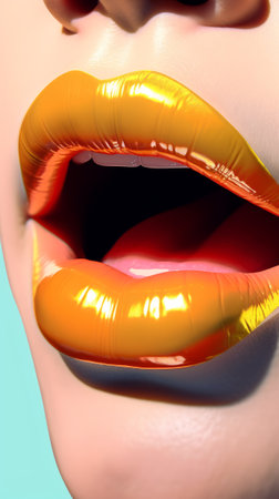 pop art lips. Bright colors. Generative AIの素材