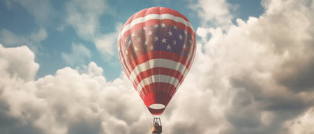 Balloon flying on Independence Day. Generative AIの素材