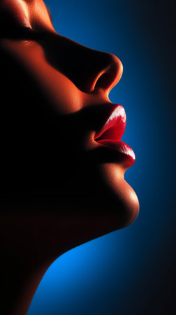 Minimalist silhouette of female lips. Generative AIの素材