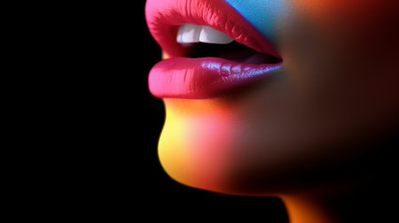 Minimalist silhouette of female lips. Generative AIの素材