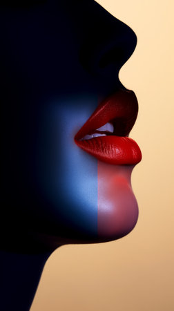 Minimalist silhouette of female lips. Generative AIの素材
