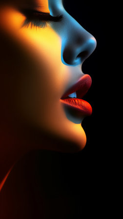 Minimalist silhouette of female lips. Generative AIの素材