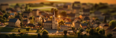 Miniature city at sunset. Generative AIの素材