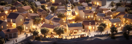 Miniature city at sunset. Generative AIの素材