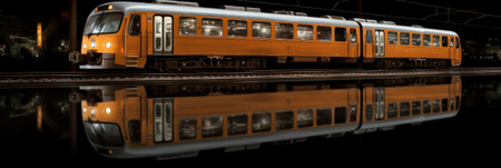 A high-speed train is rushing along the tracks. Generative AIの素材