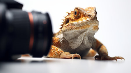 Bearded Dragon white background. Generative AIの素材