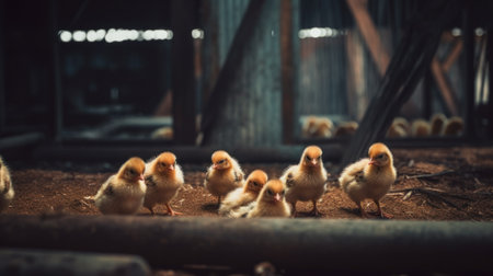 Chickens in a farm. Generative AIの素材
