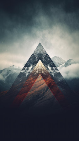 A mountain with a triangle in the middle. abstract background. Generative AIの素材