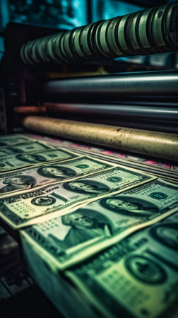 Printing of dollar banknotes. Generative AIの素材