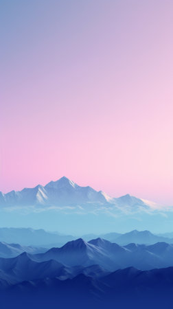 Minimalist silhouette of mountains on a calm background. Generative AIの素材