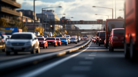 Abstract background with blurred traffic on the road. Generative AIの素材