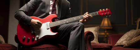 Modern and stylish guitar. Generative AIの素材