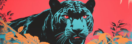 A majestic black panther with a bright background. Generative AIの素材