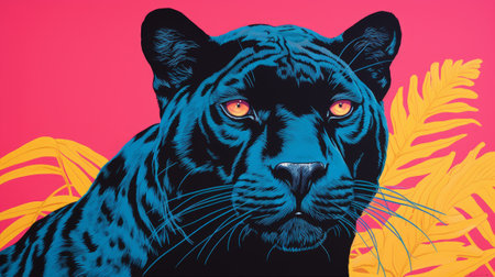 A majestic black panther with a bright background. Generative AIの素材