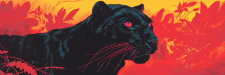 A majestic black panther with a bright background. Generative AIの素材