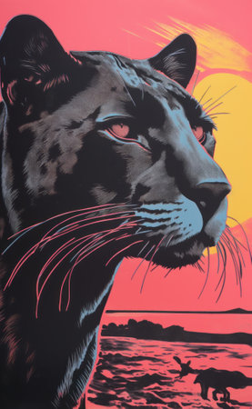 A majestic black panther with a bright background. Generative AIの素材