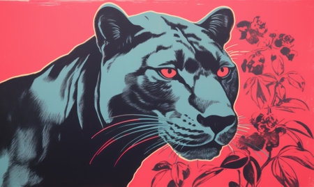 A majestic black panther with a bright background. Generative AIの素材