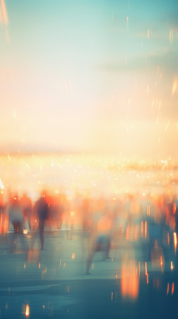 Blurred atmosphere of a beach party. Generative AIの素材