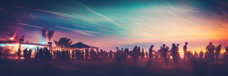 Blurred atmosphere of a beach party. Generative AIの素材